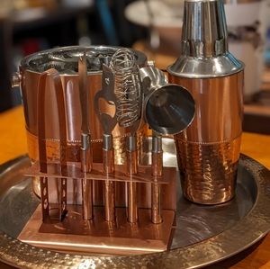Godinger 9 Piece Barware Set, Copper